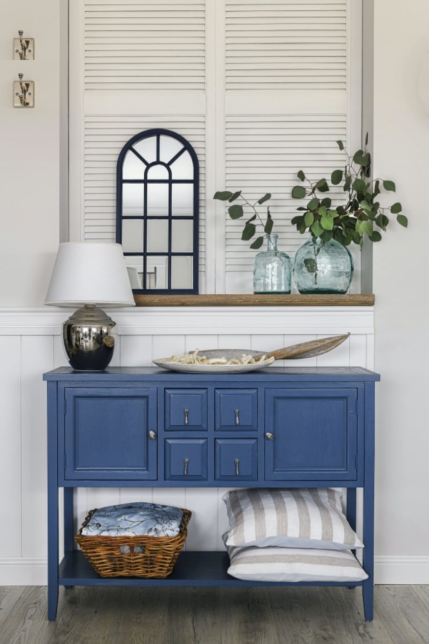 salon w stylu hamptons aranżacje