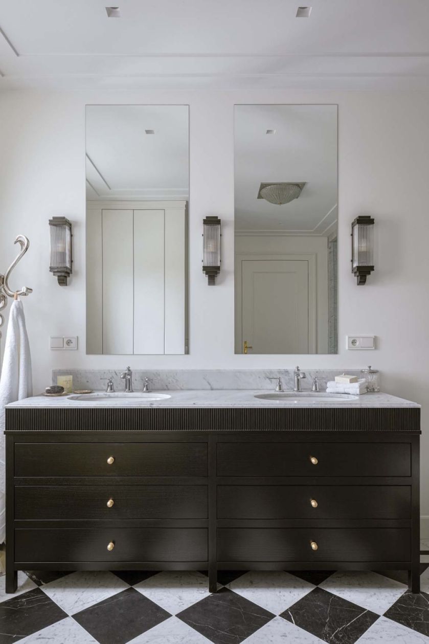 czarno biała łazienka modern classic