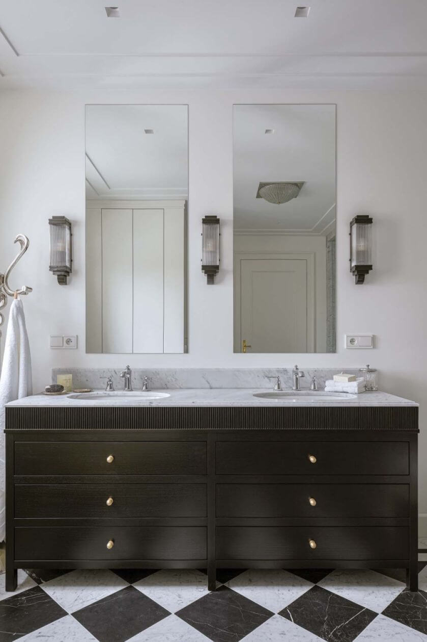 czarno biała łazienka modern classic