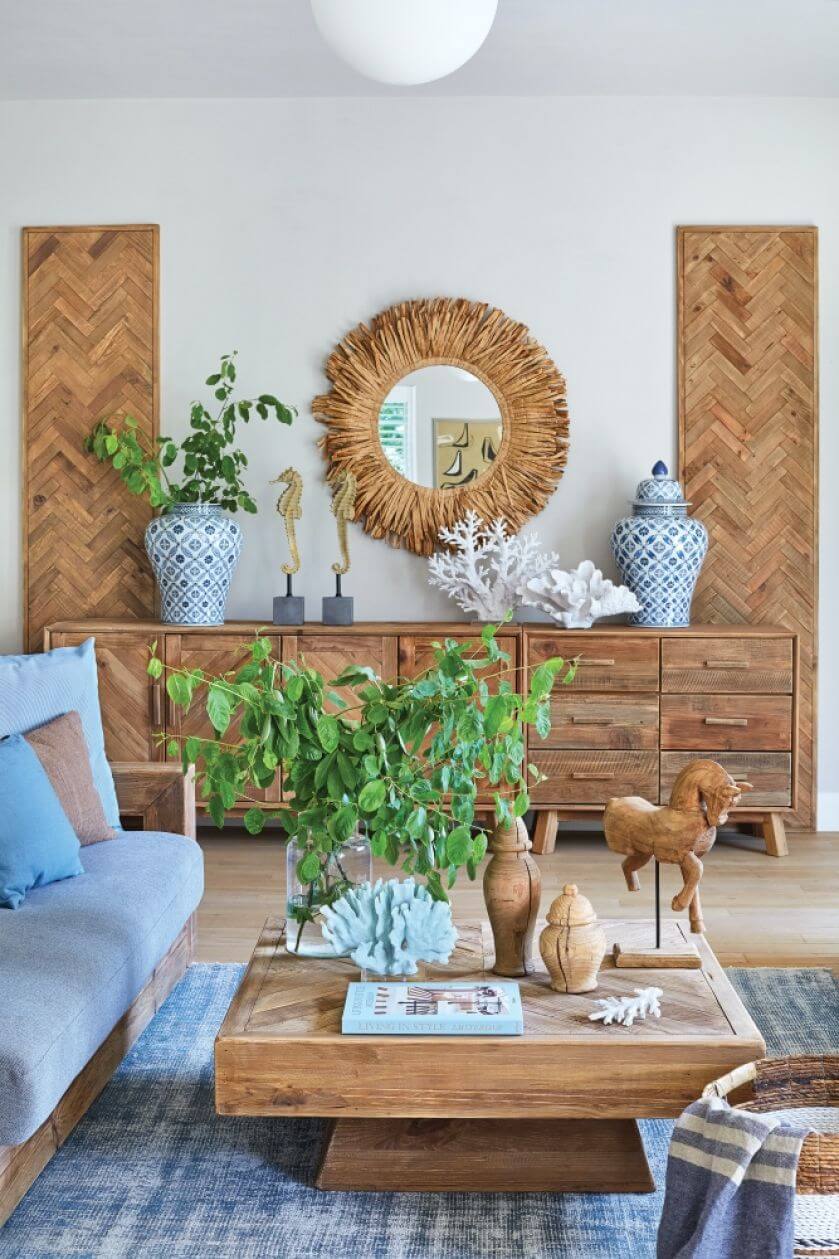drewniane meble i dodatki do salonu