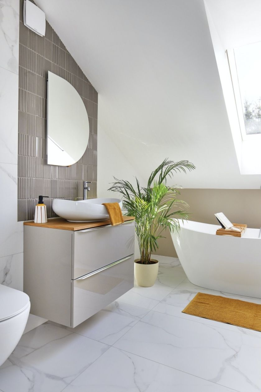 wystrój łazienki mid-century modern