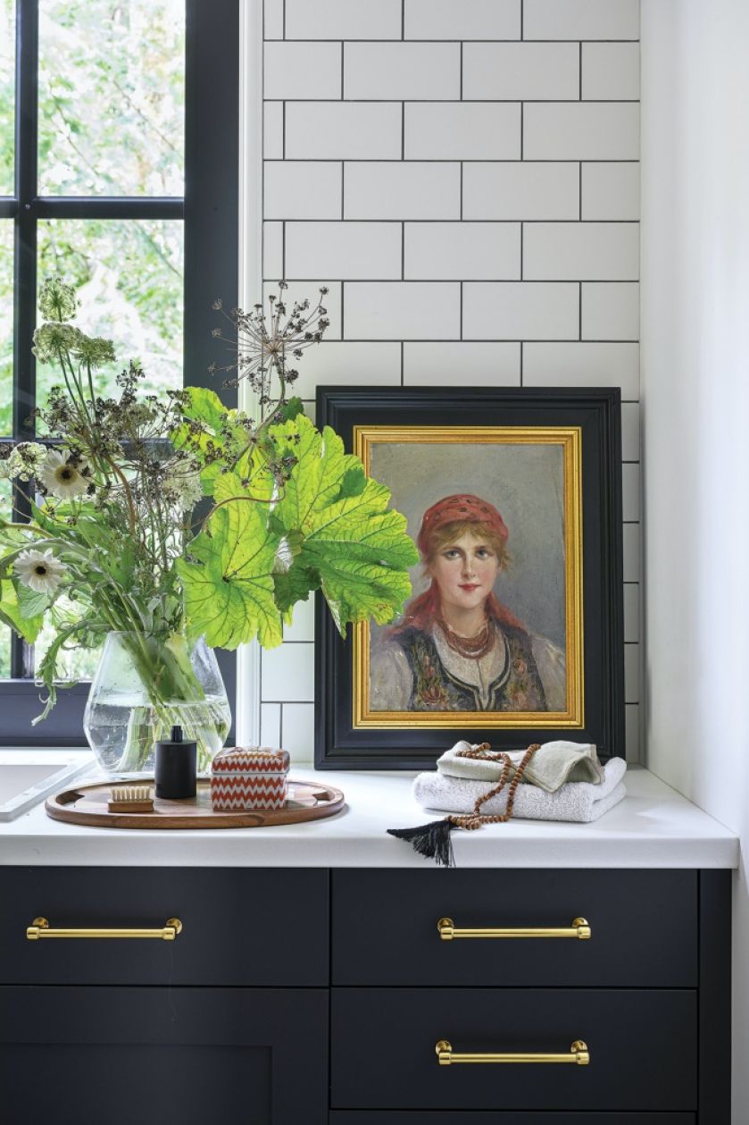 łazienka z pralnią w stylu farmhouse