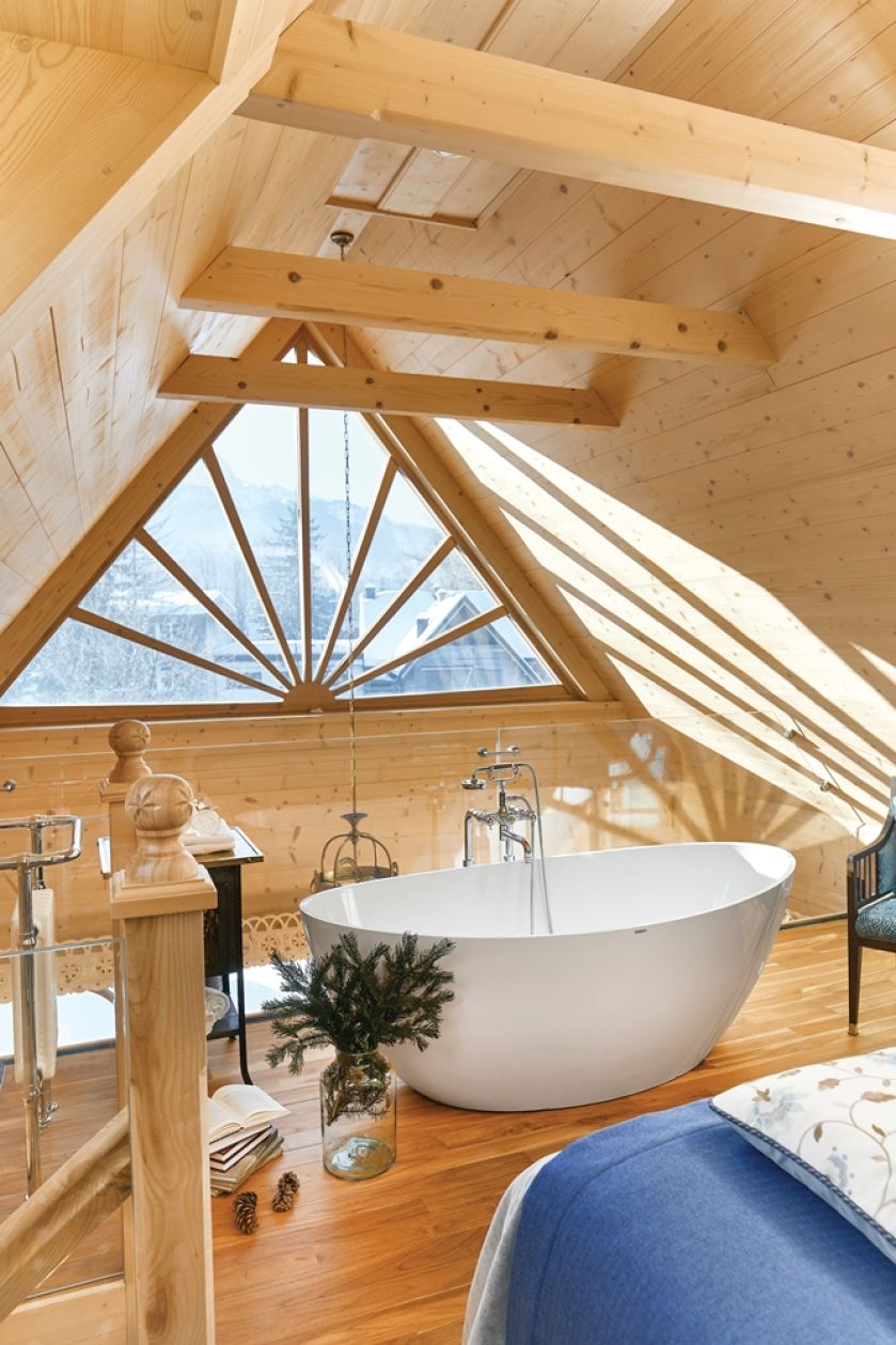 łazienka w drewnie styl góralski