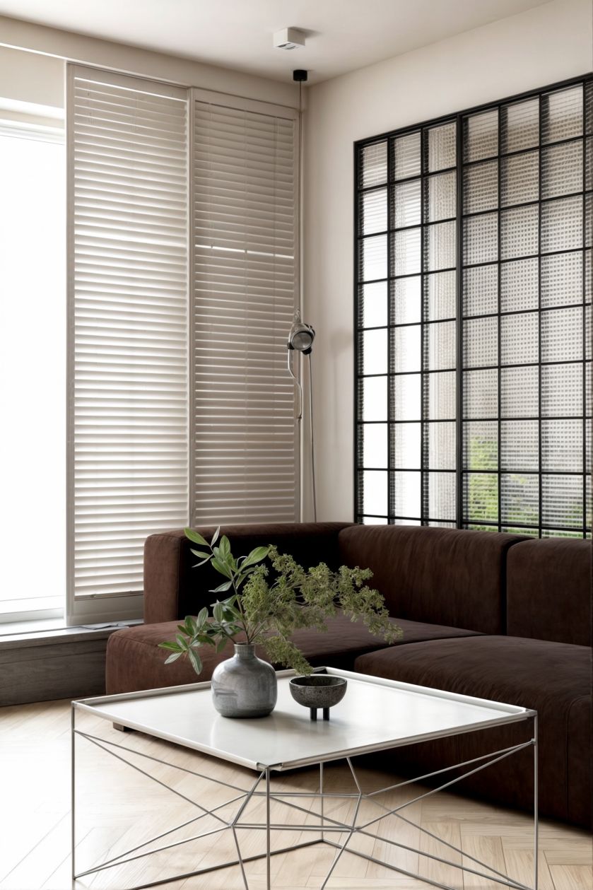 ściana z luksferów w salonie