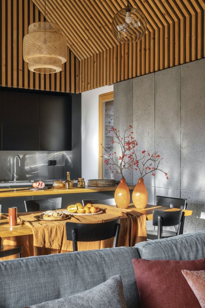 nowoczesne wnętrze drewnianego domu