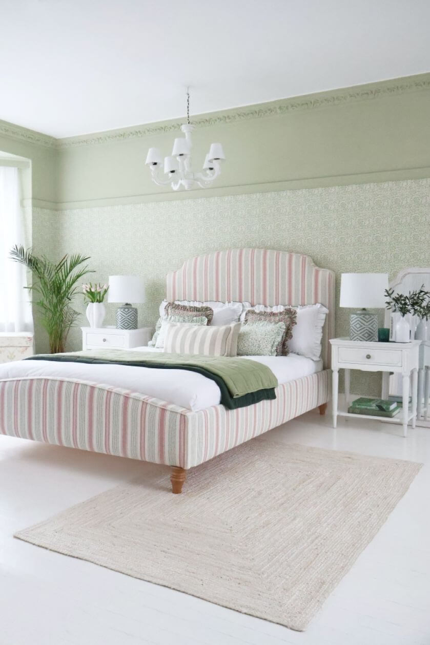 zielona sypialnia pastelowa