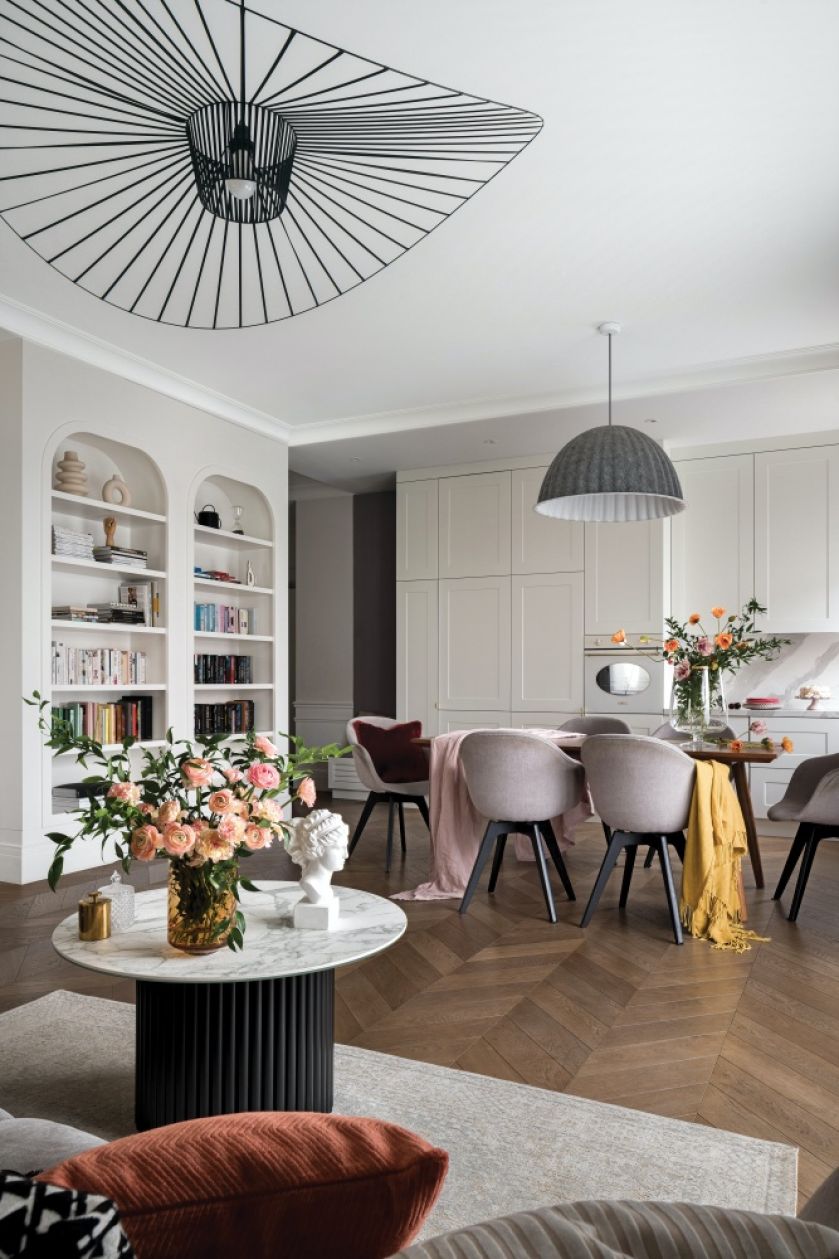 styl paryski salon z jadalnią