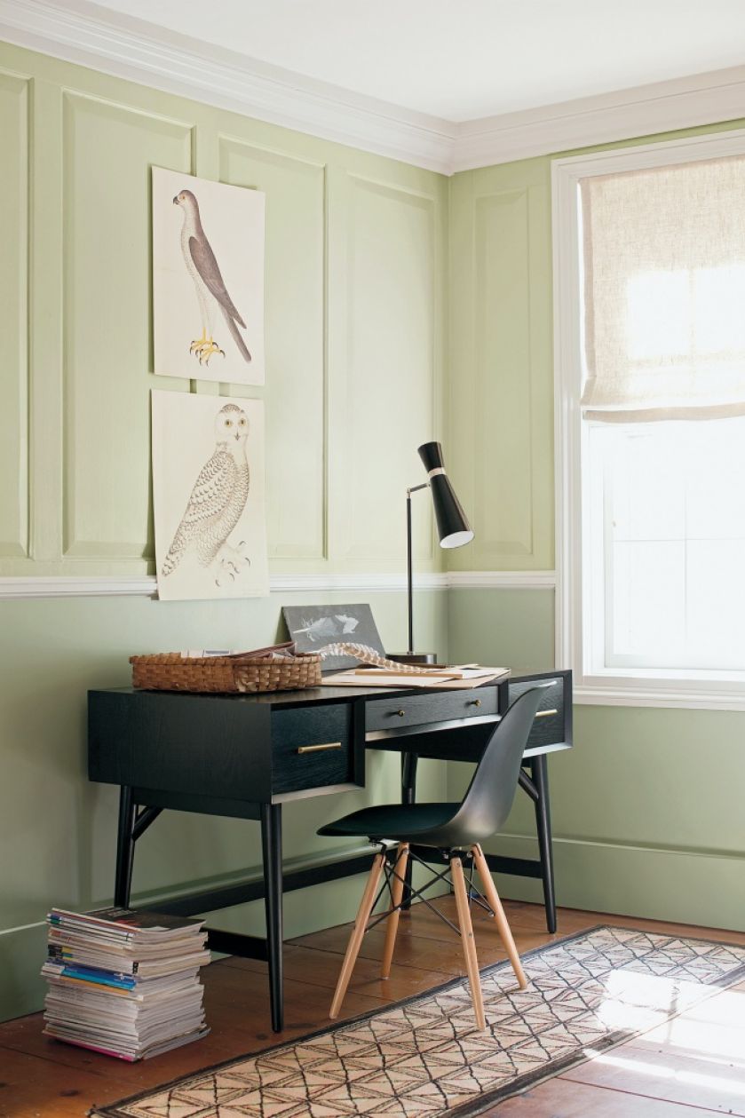 ściana w dwóch odcieniach zieleni