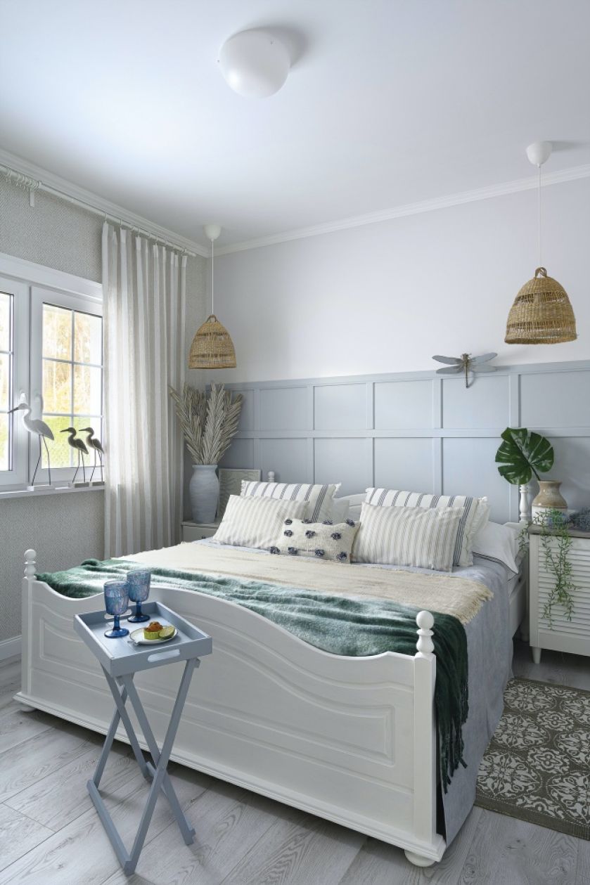 styl hamptons sypialnia
