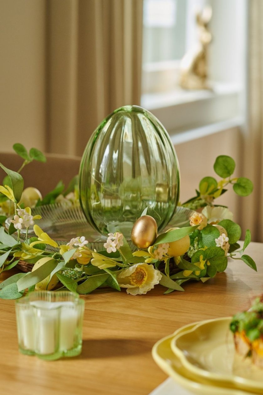 szklane jajko dekoracja wielkanocna na stół lub parapet
