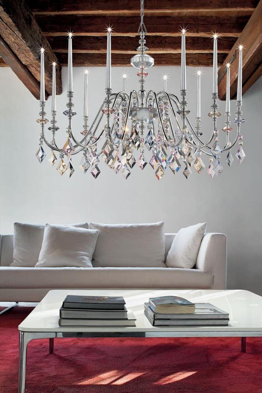 żyrandol do salonu z kryształkami