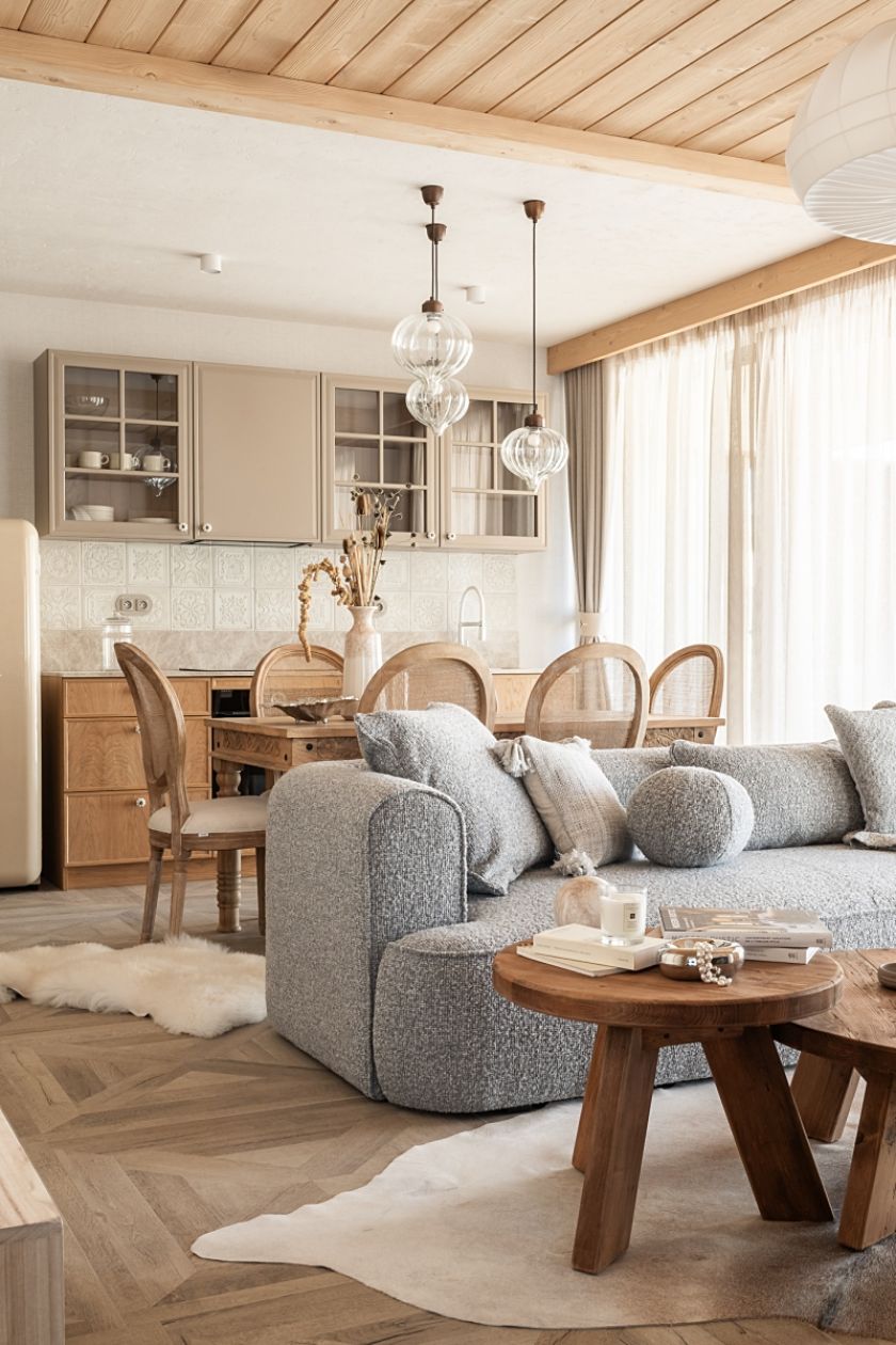 eleganckie wnętrze domu w górach