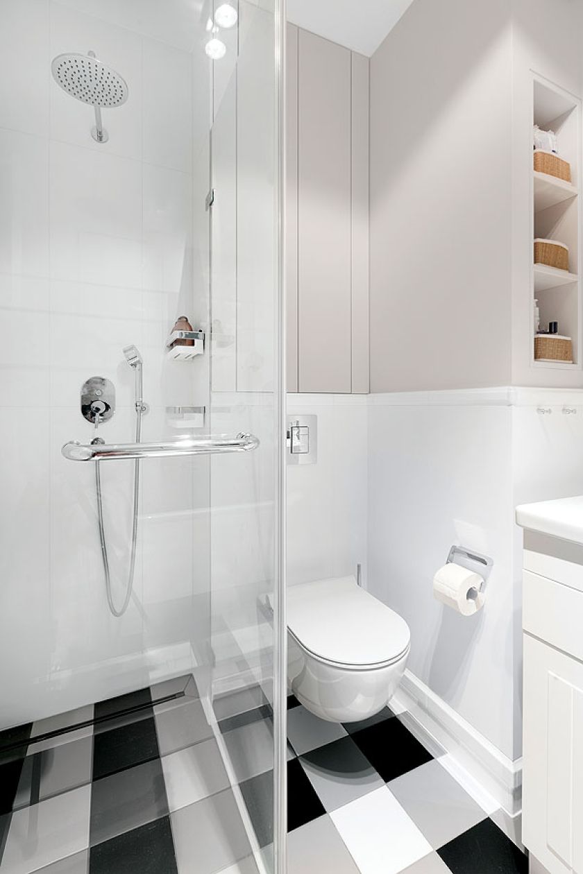 Biała łazienka w stylu skandynawskim