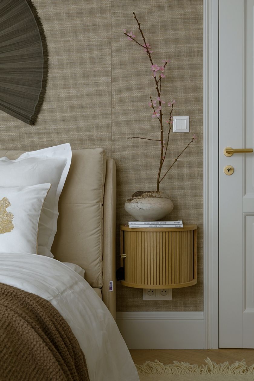 glamour i japandi w sypialni