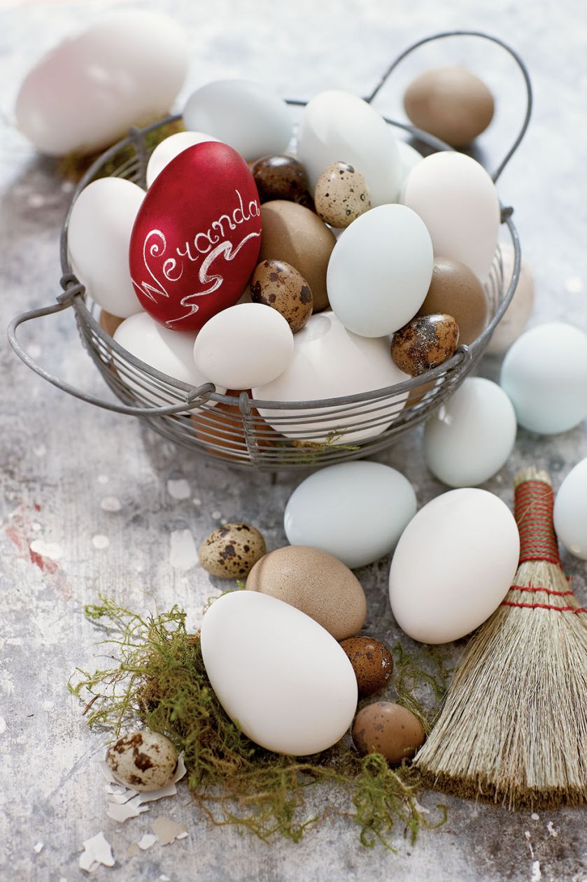 Prosto z natury: jajka na twardo od różnych właścicielek - przepiórek, kur.