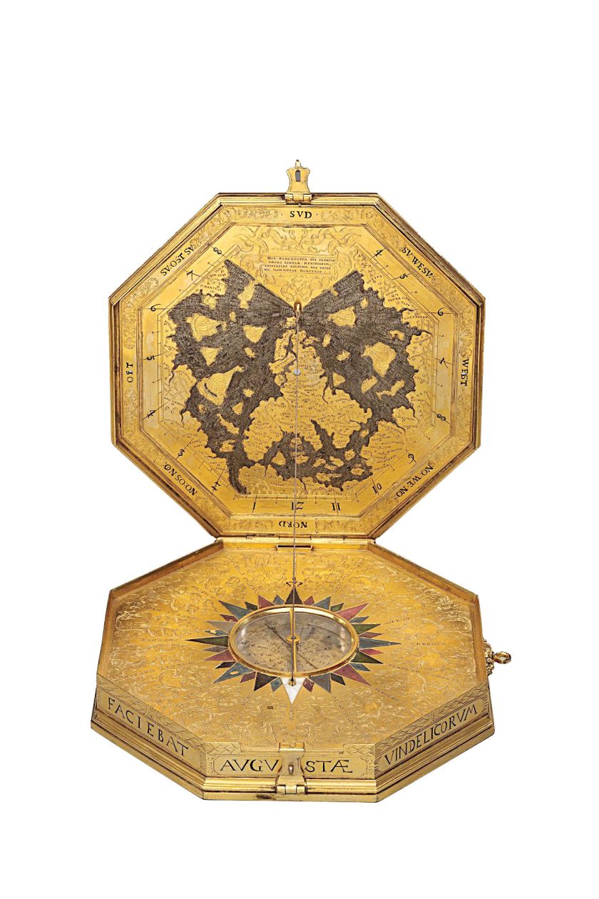 Grawerowane astrolabium, XVI w. Z kompasem w podróży