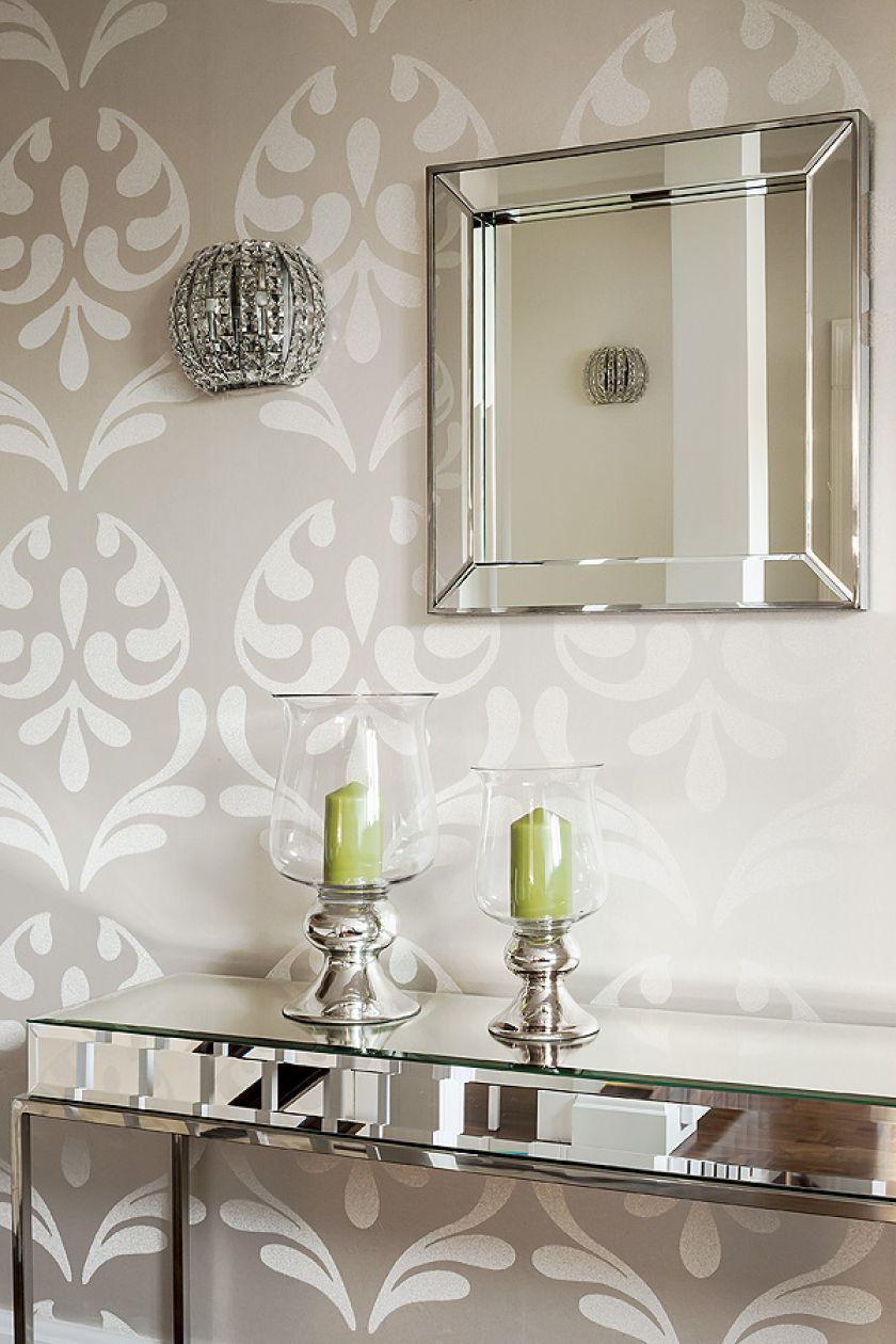 Konsola - Eichholtz, tapeta gracia z brokatowym wzorem - EiJffinger.