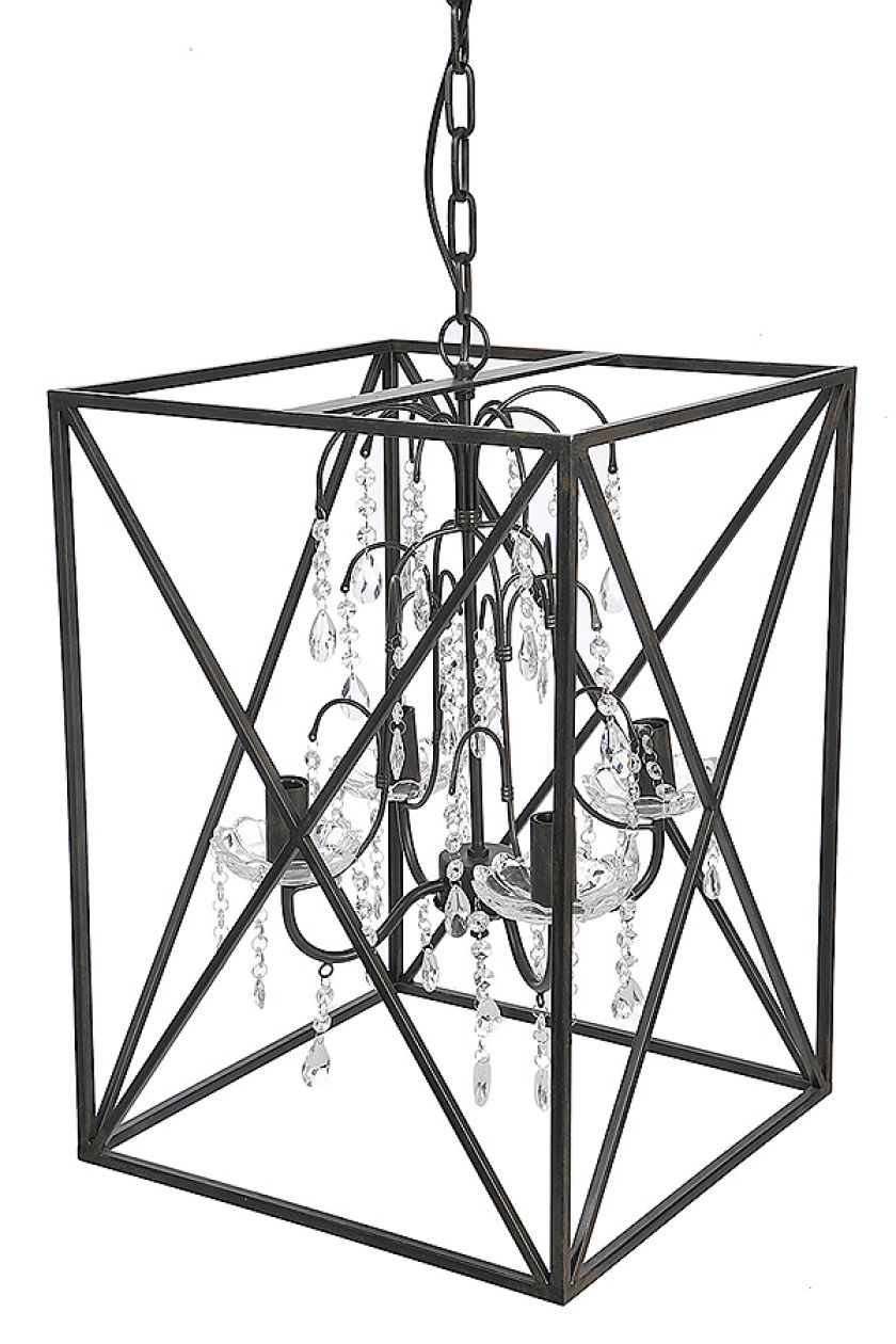 Metal i kamienie imitujące brylanty, lampa na 4 żarówki o mocy maks. 25 W, 799 zł, DEKORACJA DOMU