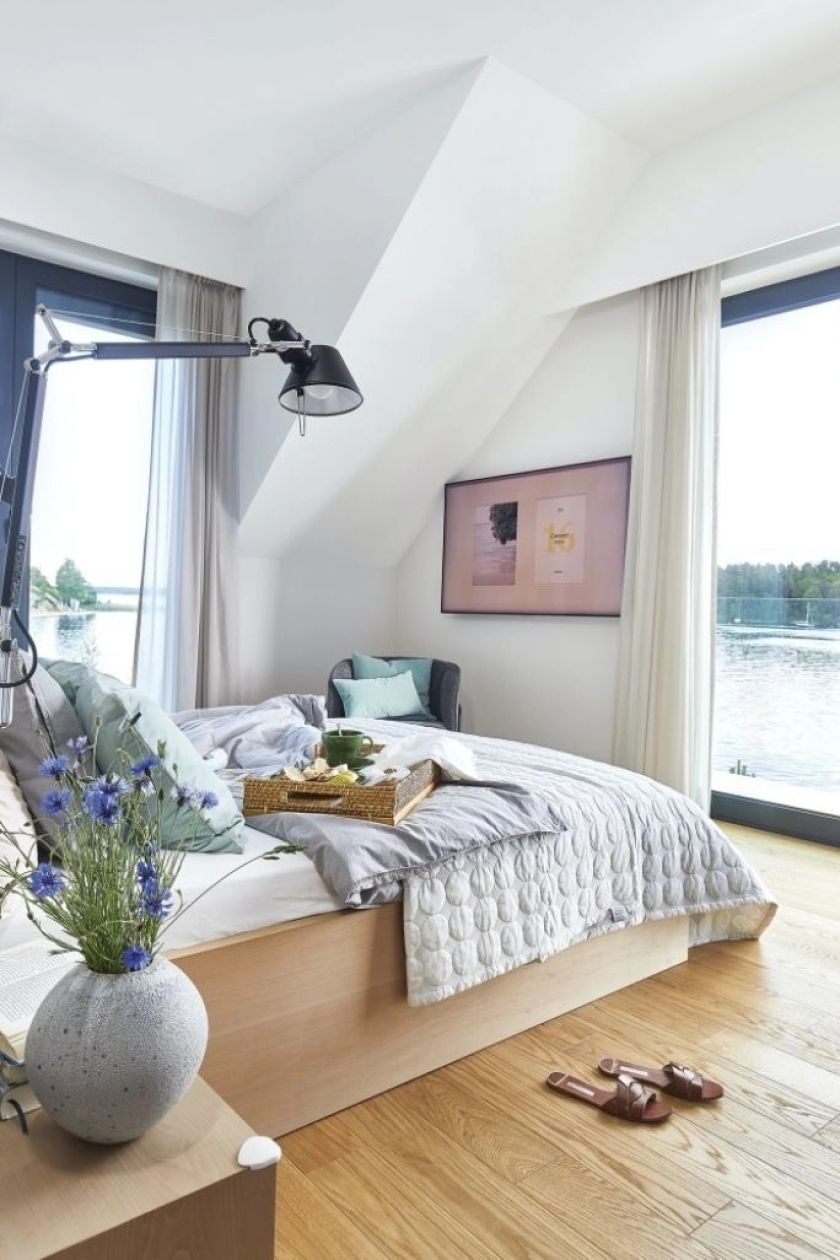 nowoczesna sypialnia na poddaszu
