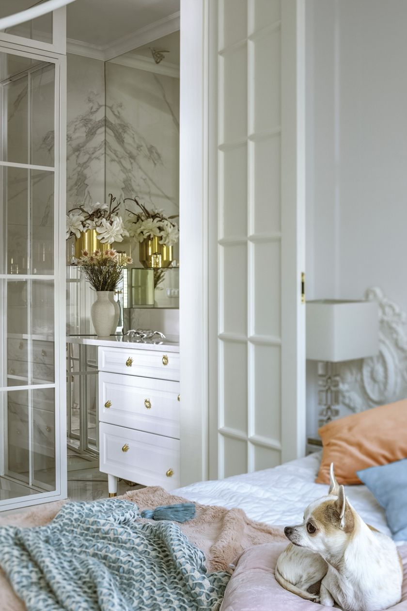 sypialnia w stylu glamour