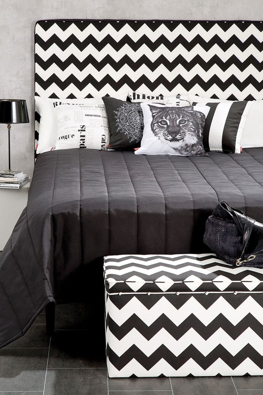 Tapicerowany czarno-biły zagłówek, COMICS, DEKORIA