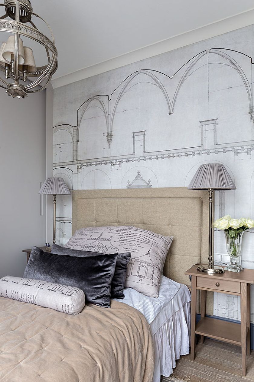 Sypialnię urządziła tapeta marki Sandberg.