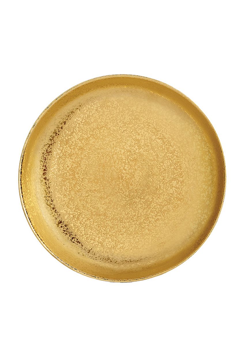 W modnym kolorze miedzi, talerz z kolekcji Fortuny Gold, 180 euro, na zamówienie, L’OBJET