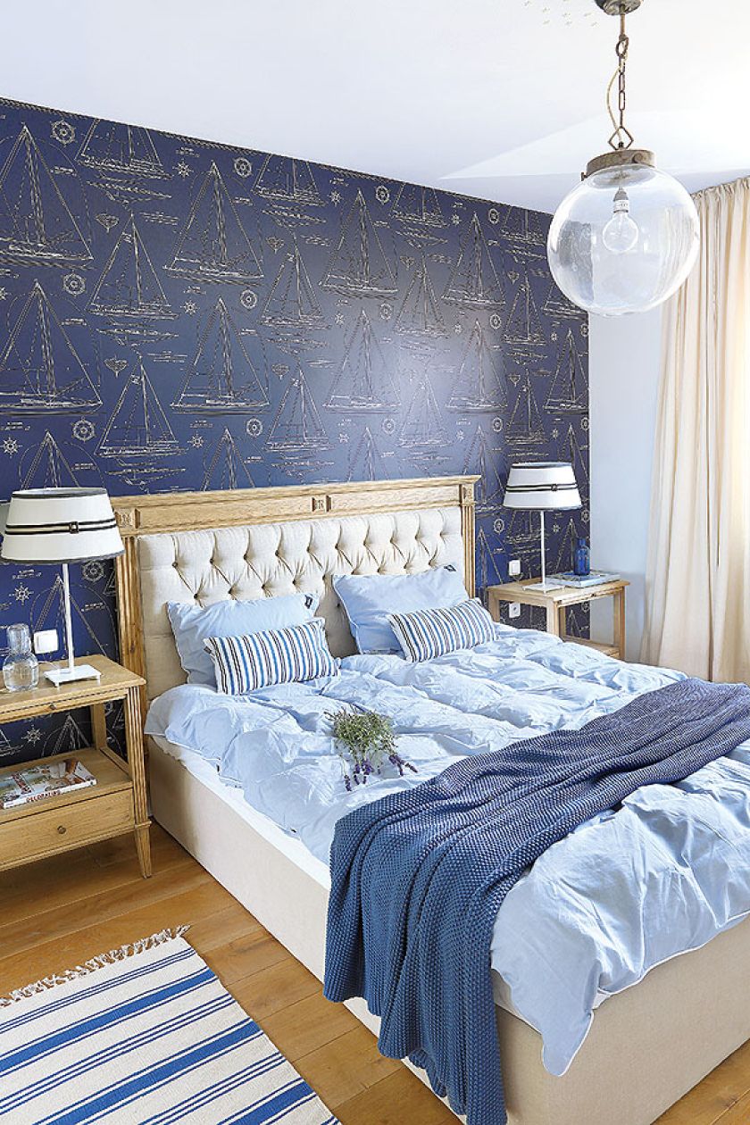 sypialnia w stylu marinistycznym
