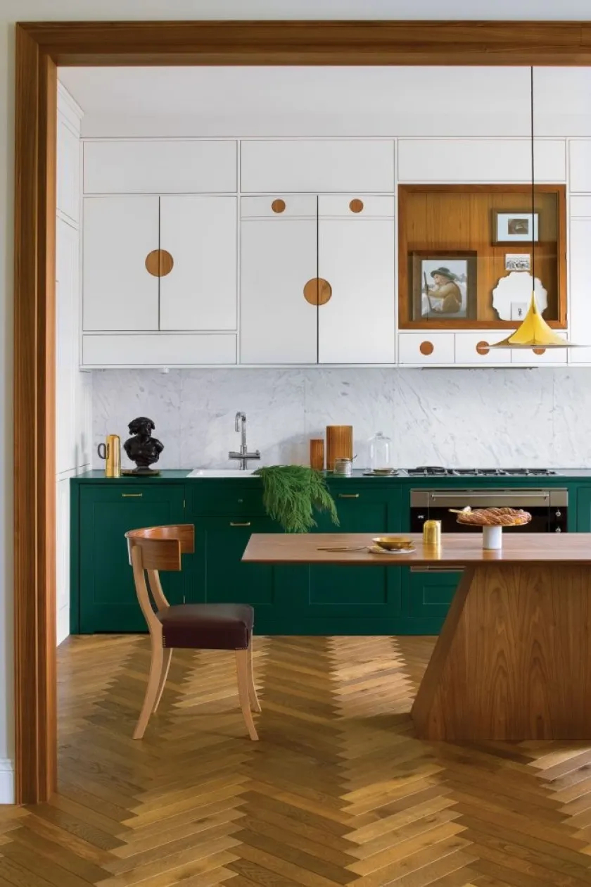 zielone szafki w kuchni