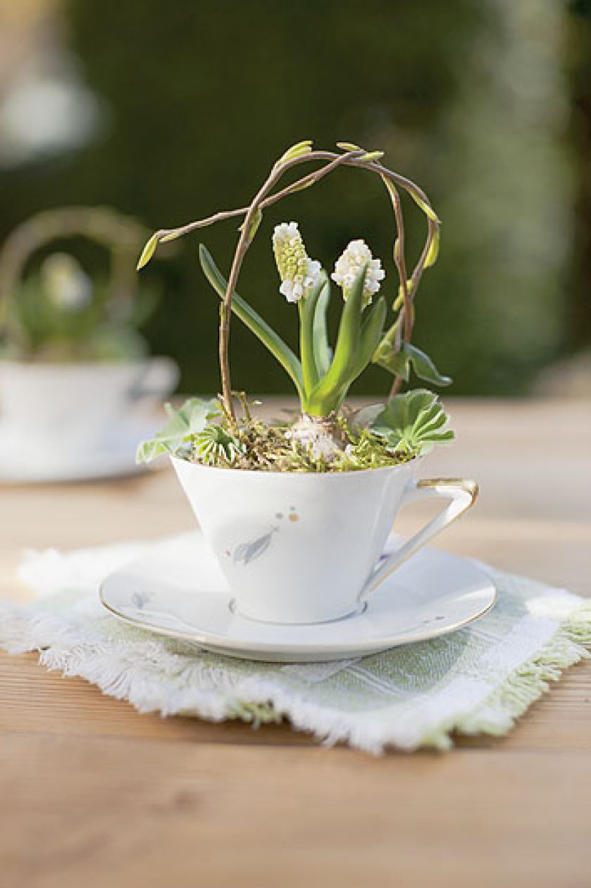 A gdyby tak zamiast tortu ułożyć na paterze wianek z bzów, niezapominajek i poziomek? A w klatce dla kanarka