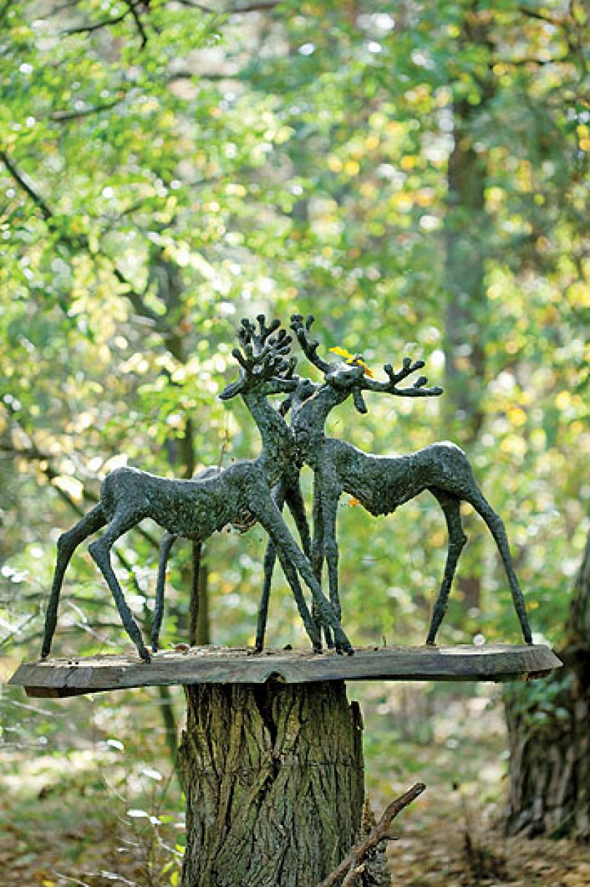 Anna Dębska rzeźbi zwierzęta. Jej drewniany dom stoi w lesie, a pomiędzy drzewami stoi mnóstwo rzeźb.