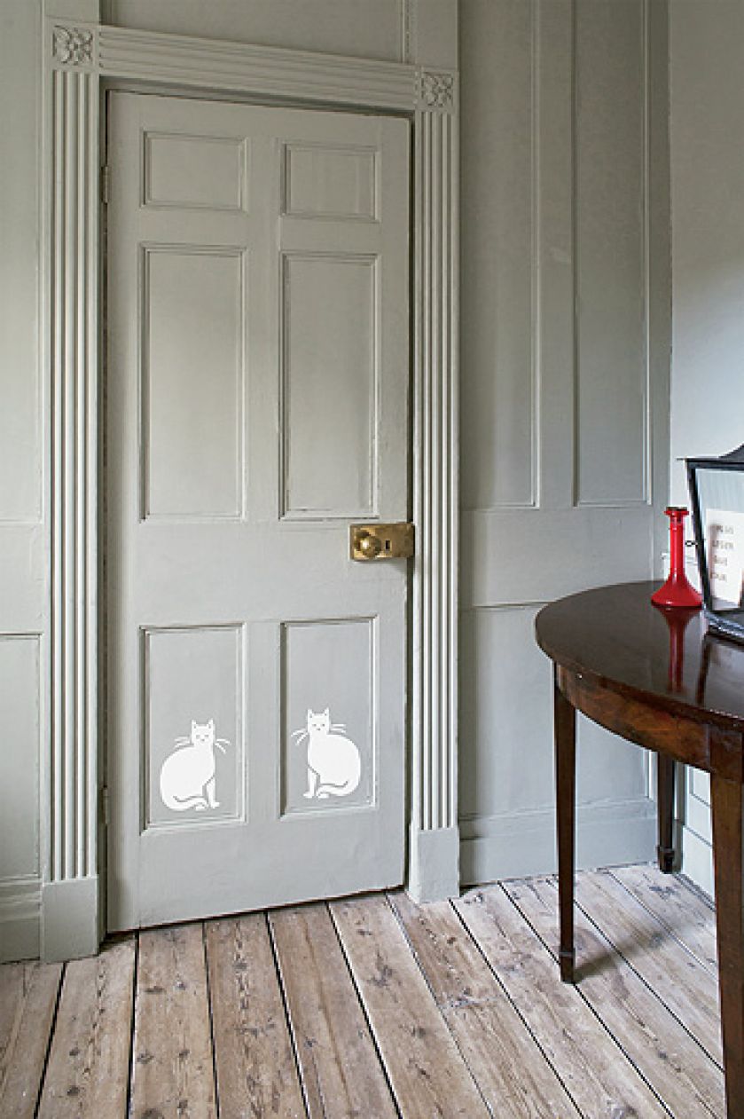Kot na drzwiach. Kot na ścianę - szablon do malowania