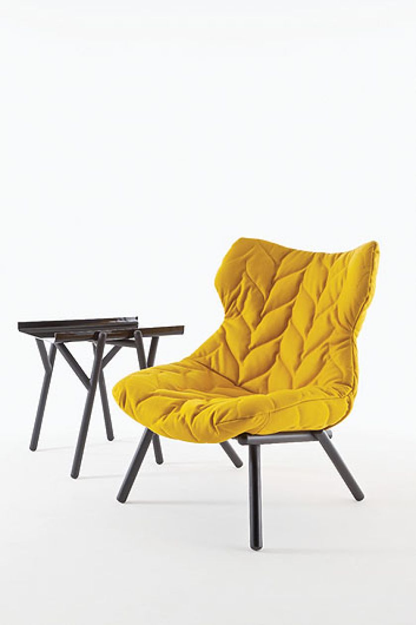Pikowany fotel Foliage Patricii Urquioli. KARTELL