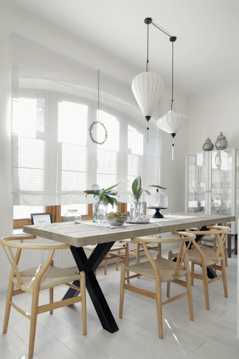styl skandynawski biała jadalnia