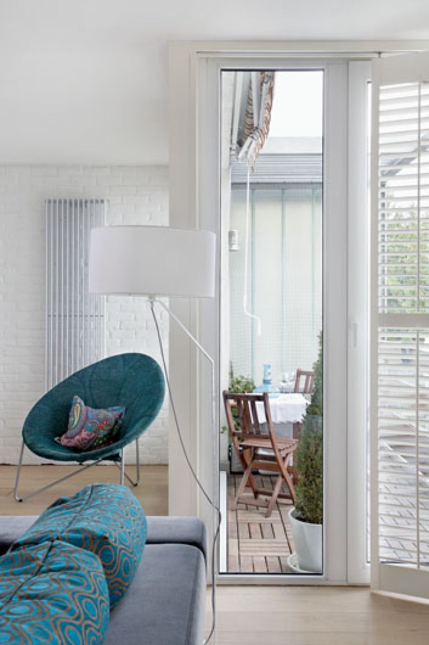 Wyjście na taras. Loft z kotami