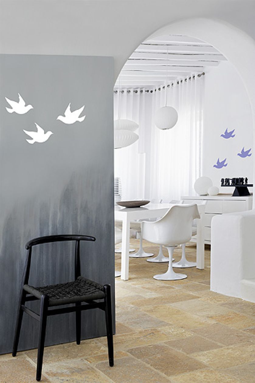 Wzór na ścianie. Gołąbki do malowania - szablon