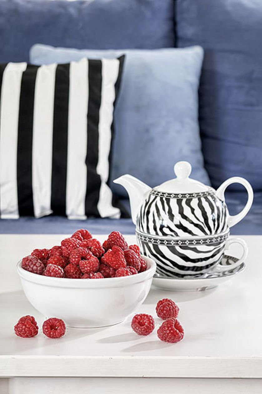 Komplet ze wzorem zebry. Graficzny dom Agaty Budny-Ciszewskiej