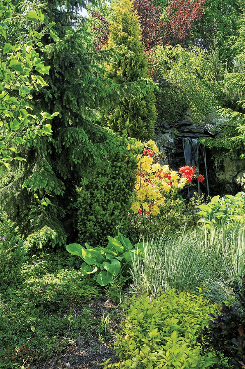 Ogród ze stawem, altankami i ławeczkami do dumania.