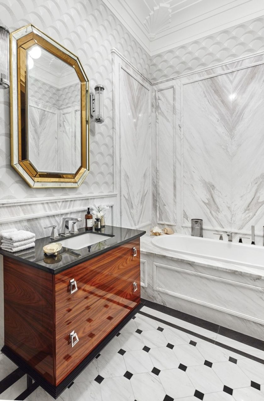 lustro łazienkowe w stylu art deco