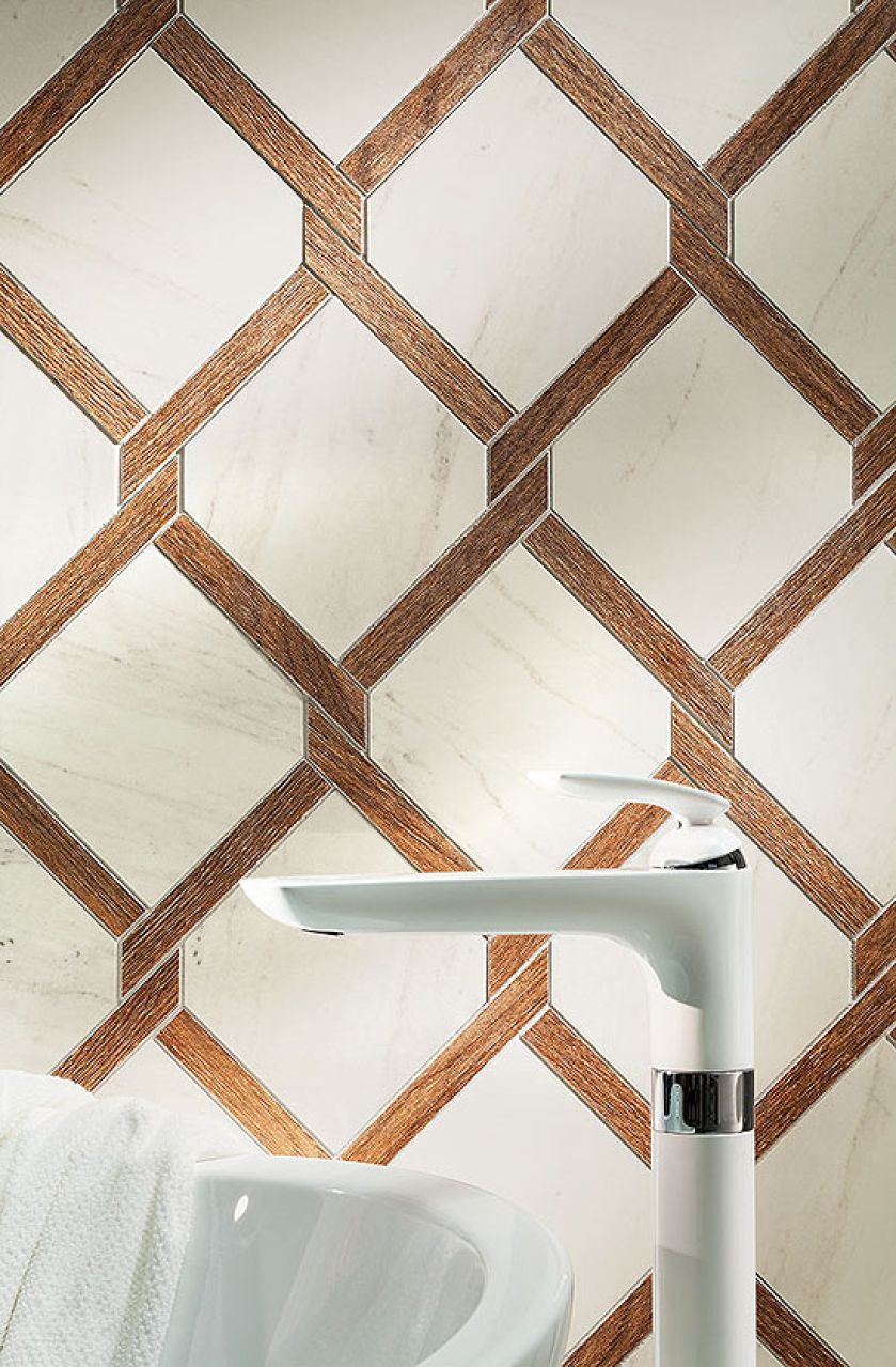 LARDA, inspiracją tej mozaiki gresowej były żeliwne kraty w pałacowych oknach, TUBĄDZIN, tubadzin.pl