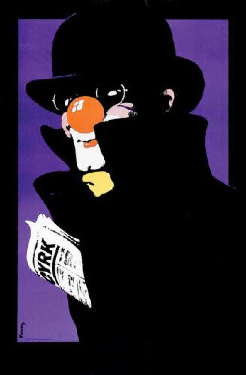 Waldemar Świerzy Cyrk, clown z gazetą , 1975 r.,
