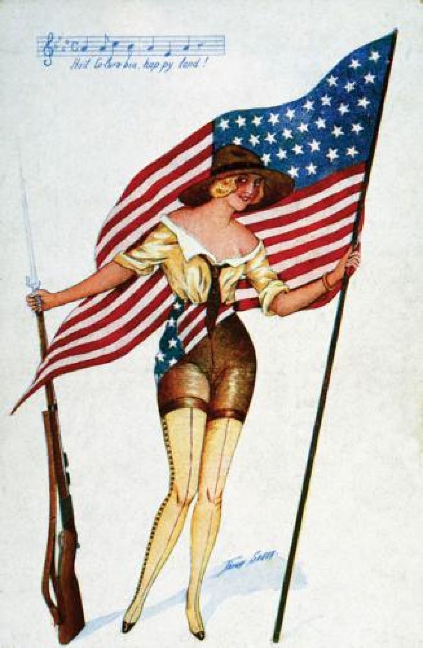 Pocztówka z fragmentem piosenki Hail Columbia happy land – pierwszego hymnu USA, pocz. XX wieku, fot. MEDIUM