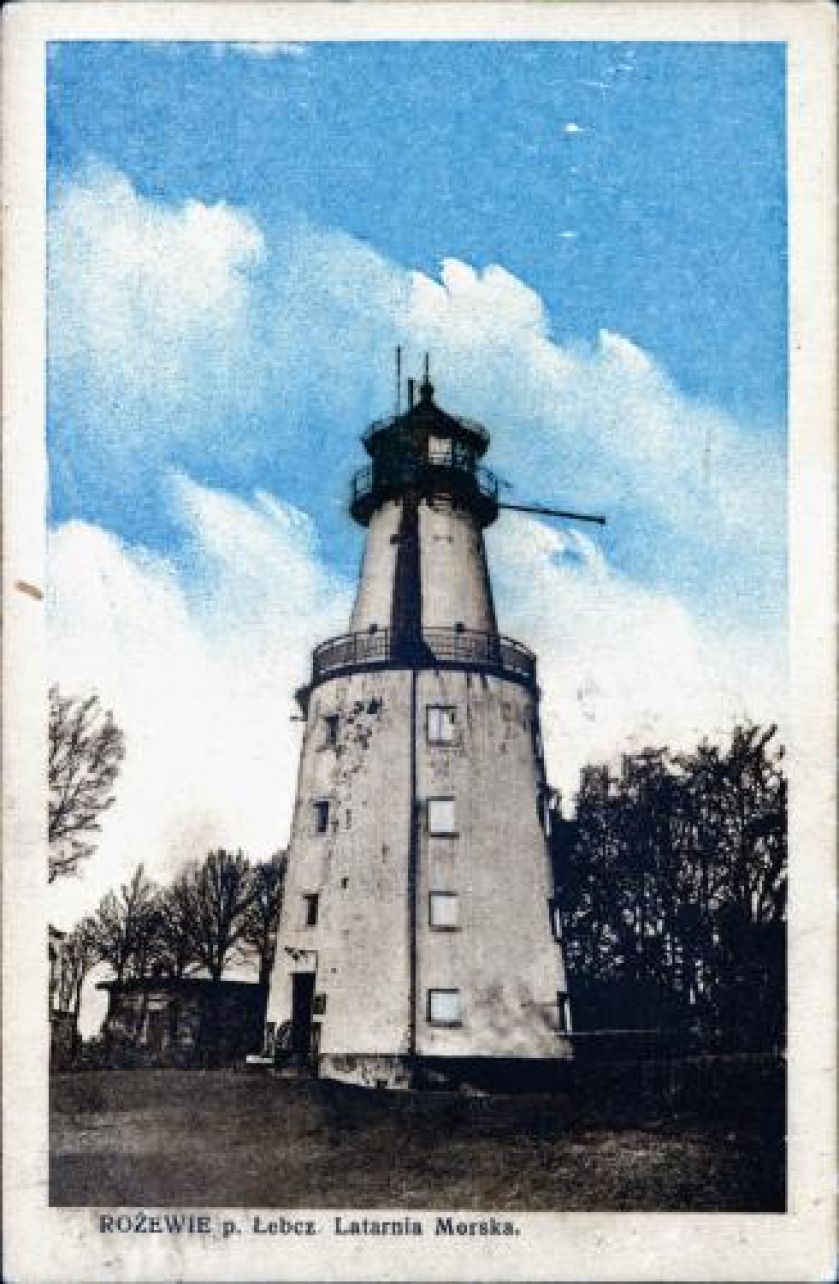 Widokówka ze zdjęciem latarni morskiej w Rozewiu w okresie przedwojennym, 1928 r., KOLEKCJA ROMANA KUŻELA