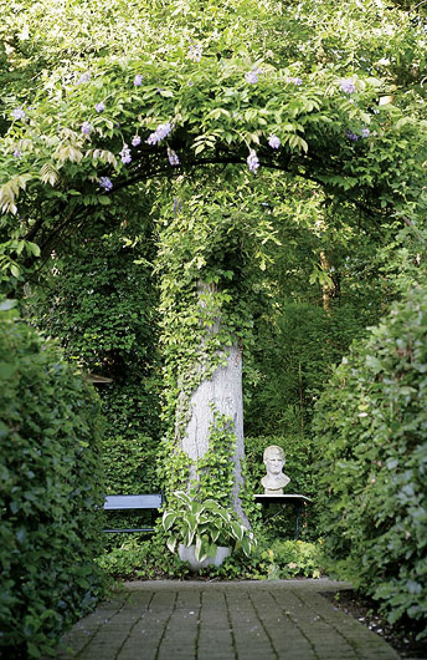 Zakątek, w którym można odpocząć. Ogród w lesie