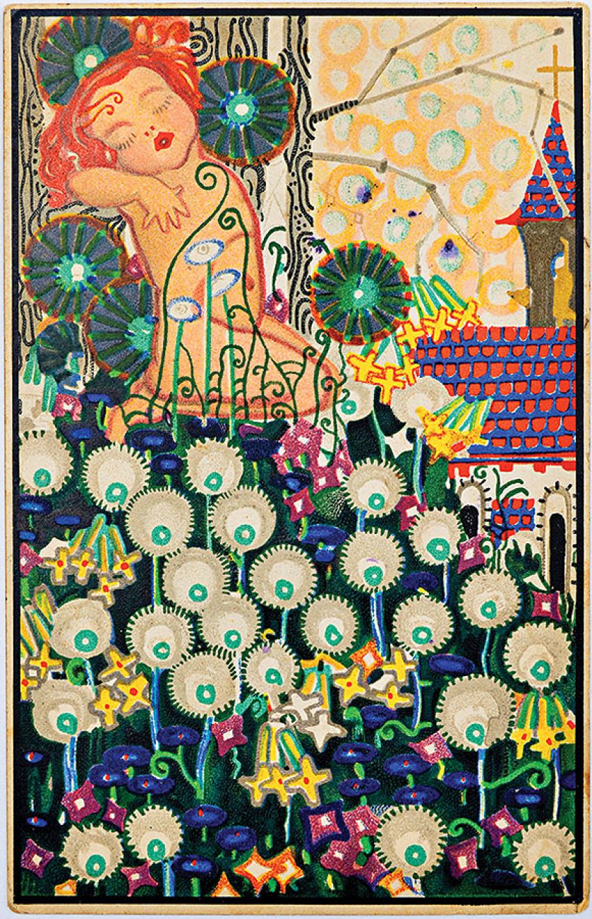 Sygnowana, z amorkiem, proj. anonimowy, Wiener Werkstatte, Wiedeń, 1908