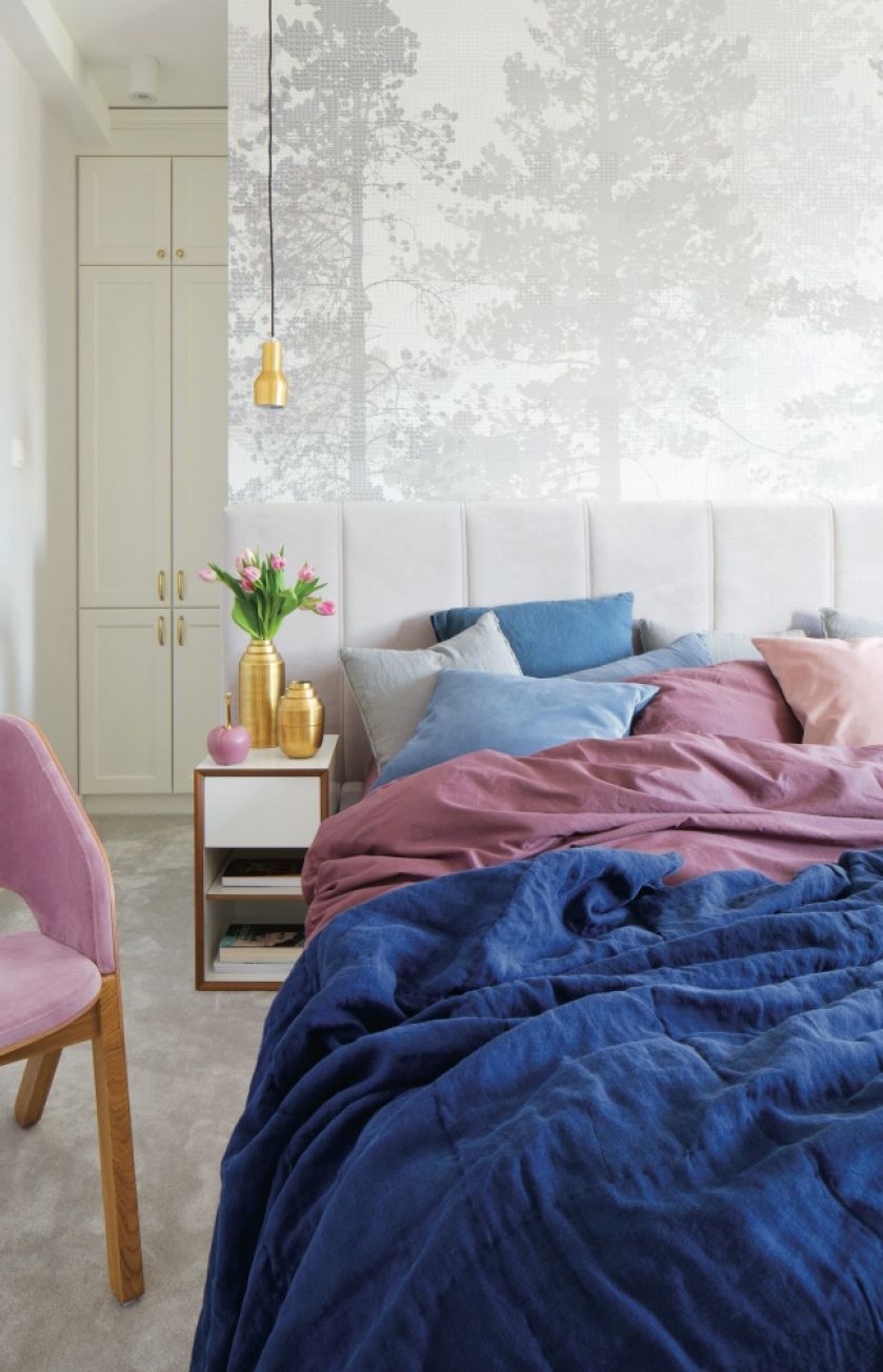 sypialnia w pastelowych kolorach