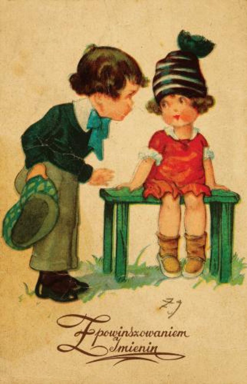 Przedwojenna imieninowa karta pocztowa, kolekcja prywatna, fot. Piotr Mecik/FORUM