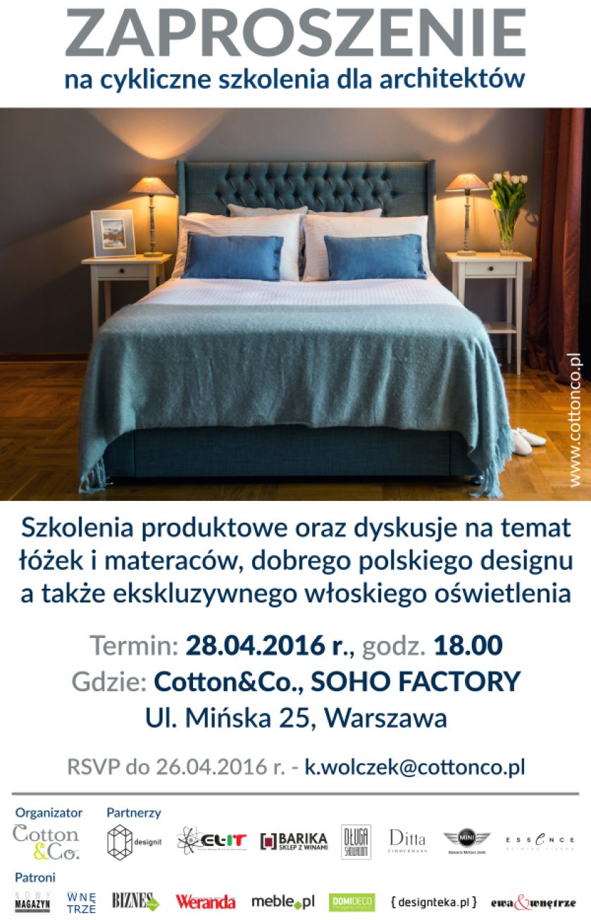 Cotton Co. zaprasza architektów i projektantów wnętrz na szkolenie