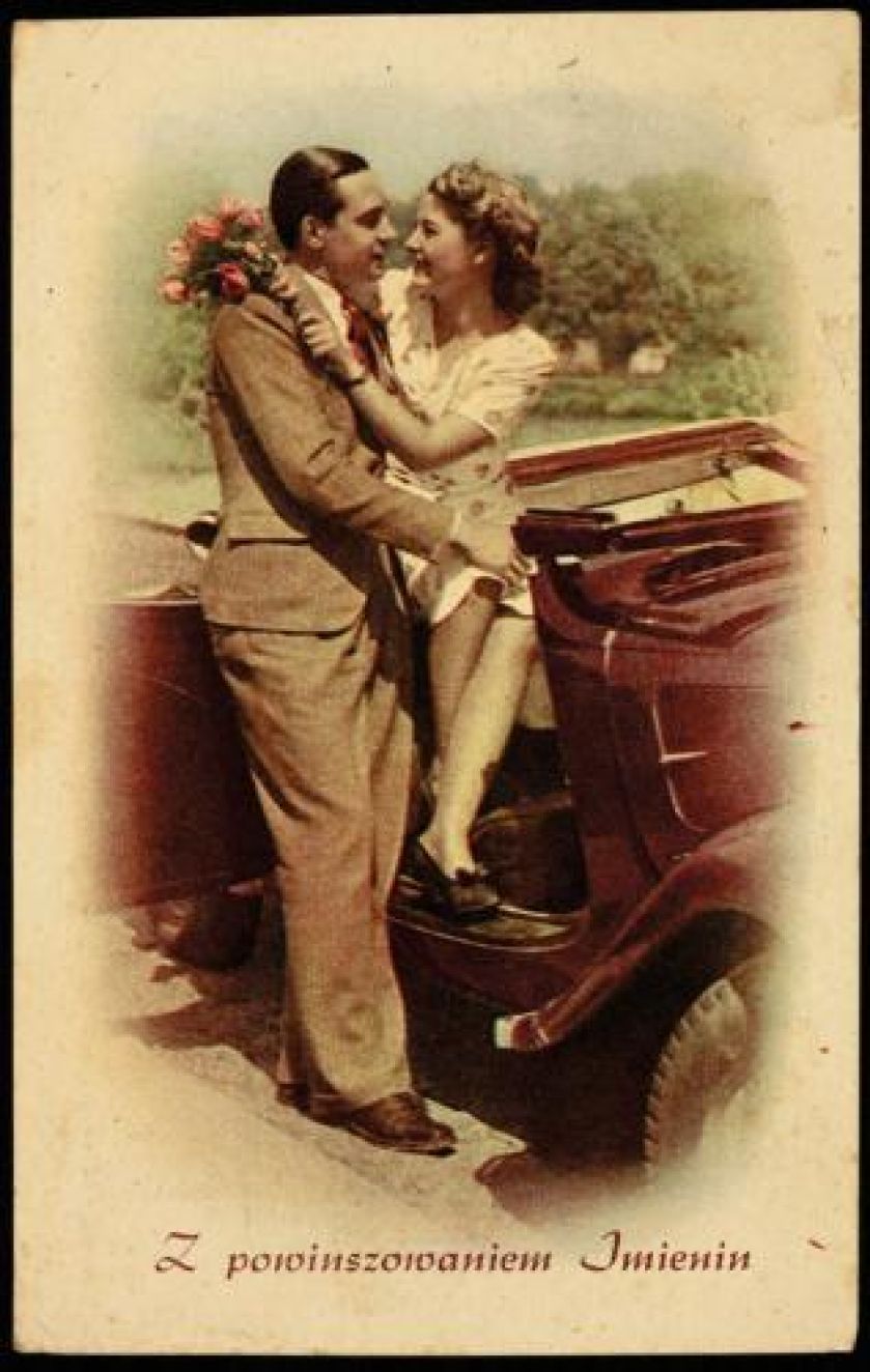 Przedwojenna imieninowa karta pocztowa, kolekcja prywatna, fot. Piotr Mecik/FORUM