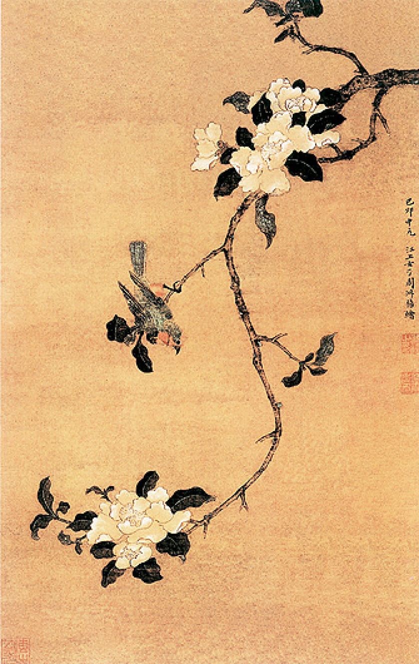 Kamelia z samotnym ptakiem , Zhou Shuxi, XVII wiek.